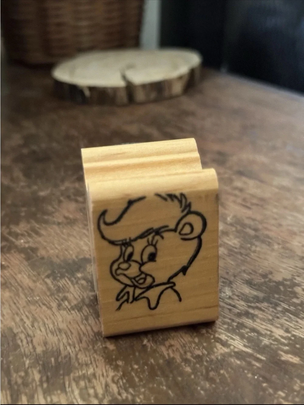 Vintage Wooden Disney Cartoon Adventures of Gummie Bears Sunni Bear Stamp